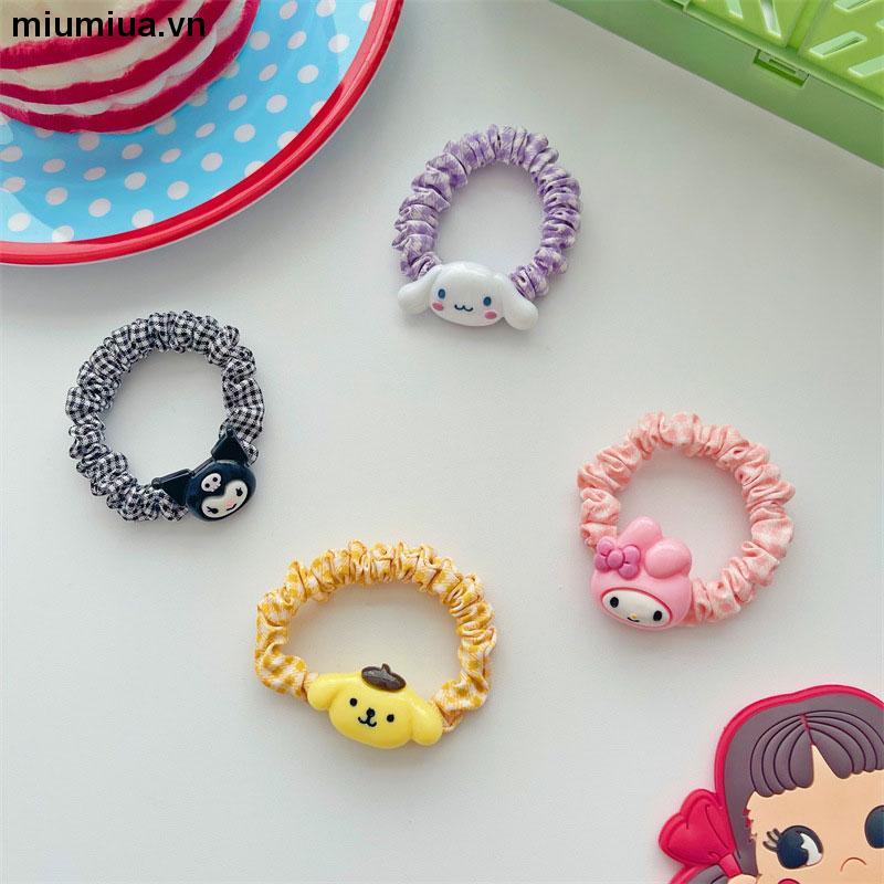 miumiuaSANRIO Dây Cột Tóc Hình Tròn Cỡ Lớn In Họa Tiết Hoa / Chú Heo Dễ Thương Thời Trang Cho Nữ