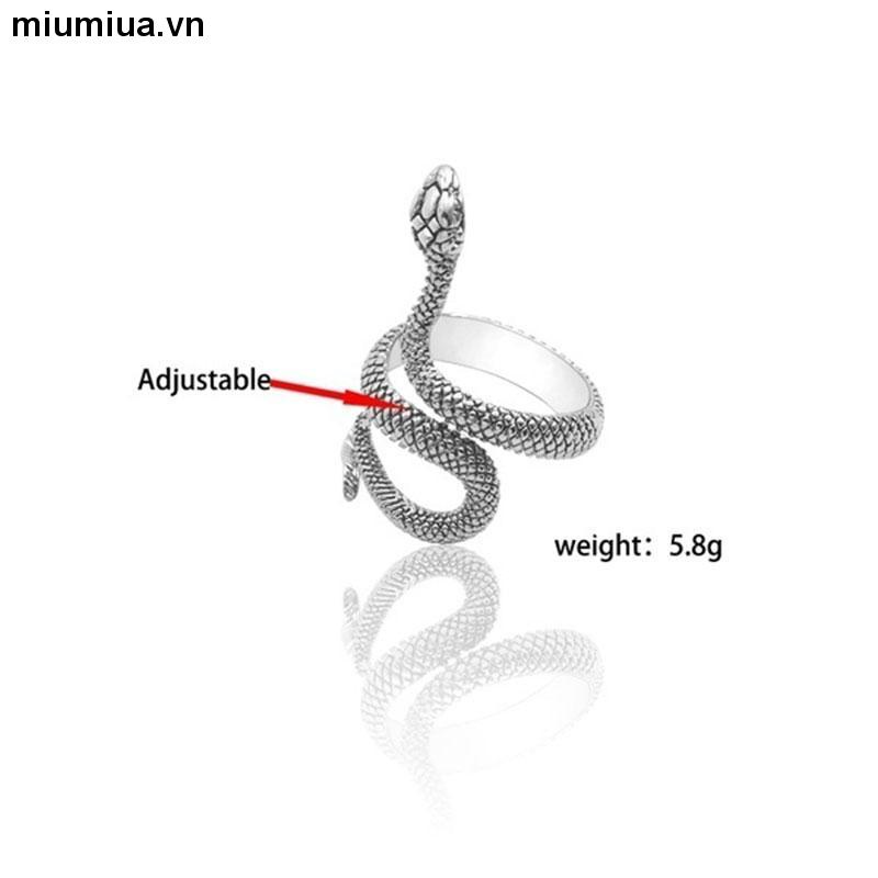 miumiuaNhẫn Hợp Kim Hình Rắn Thời Trang Punk Cho Nam Và Nữ