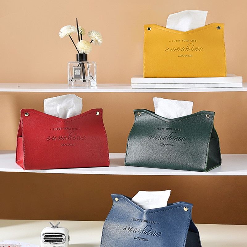 Hộp Đựng Khăn Giấy Bằng Da Phong Cách Bắc Âu Độc Đáo Trang Trí Nhà Cửa