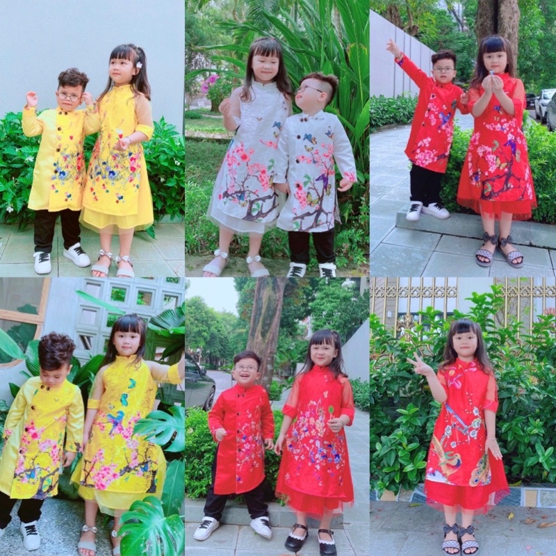 Áo dài cách tân bé trai bé gái sz 9-25kg