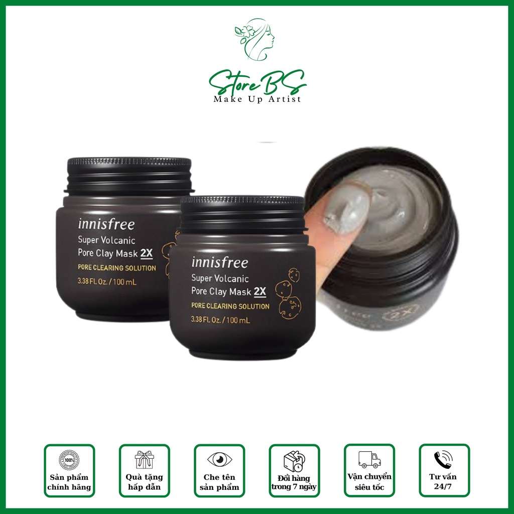 Mặt nạ ủ mụn đầu đen innisfree super volcanic pore clay mask hút bã nhờn giảm mụn đầu đen mụn liti se khít lỗ chân lông