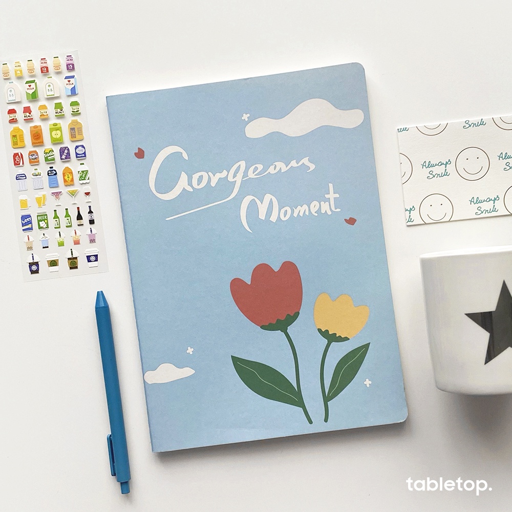 Vở/ Sổ kẻ ngang size lớn B5  Pastel Floral - bìa giấy in hình hoa/ floral nữ tính và siêu dễ thương