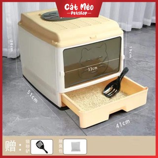 Nhà vệ sinh cho mèo 2 cửa cao cấp kèm xẻng