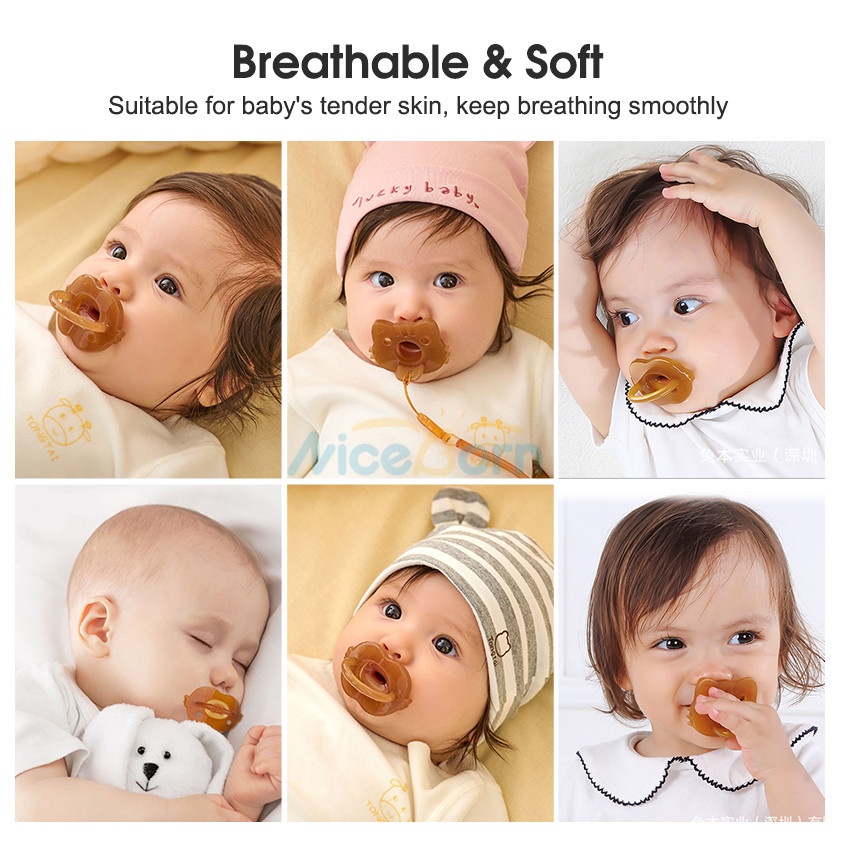 Niceborn Núm Ti Giả Ngậm Mọc Răng Bằng Silicon Mềm Kèm Hộp Đựng Kẹp Tiện Dụng Cho Bé Sơ Sinh