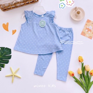 Đồ bộ áo babydoll quần dài bé gái Miwoo xuất Nhật