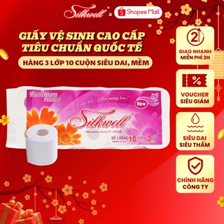 Giấy vệ sinh Silkwell Tím 10 cuộn 3 lớp có lõi cao cấp siêu mềm mịn không