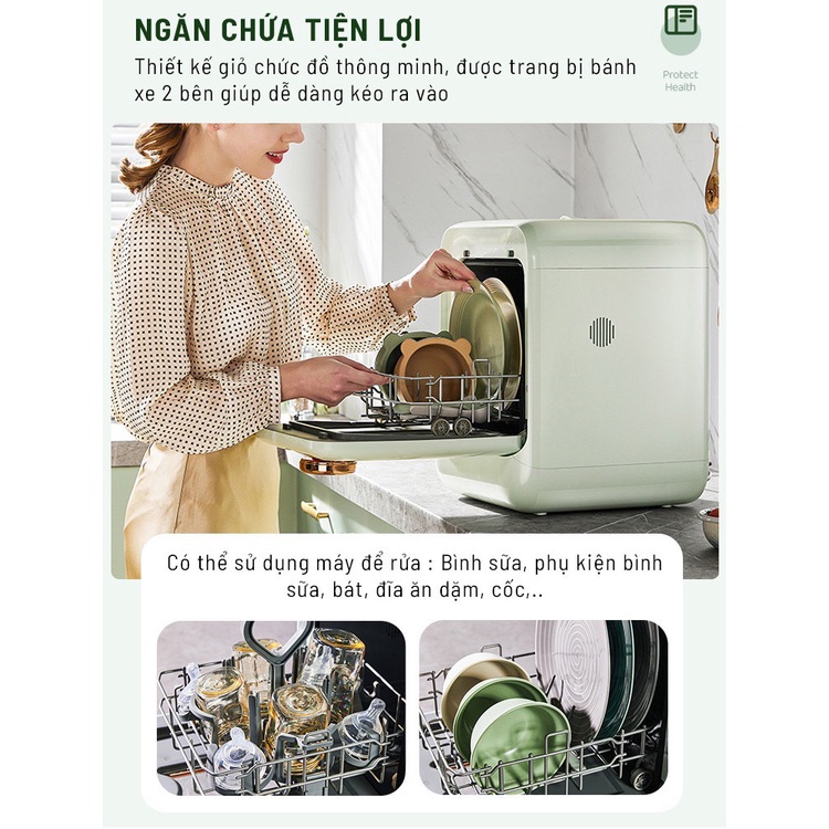Máy rửa bình sữa Agii 03 cao cấp 4 in1 rửa bình, sấy khô, tiệt trùng UV, lưu trữ