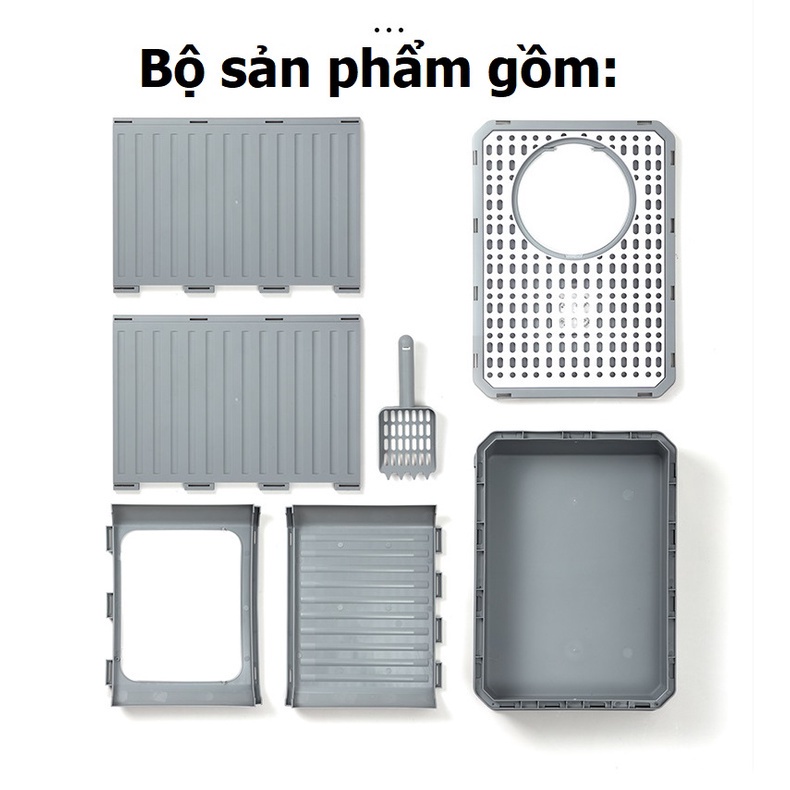 Nhà vệ sinh vuông cho mèo có 2 cửa khay cát dạng ngăn kéo (nhà mèo đời mới)