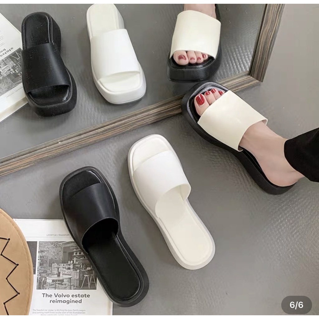 Dép Bánh Mì Nữ Quai Ngang Màu Trơn Đế Độn Cao 2P DD-0312 giaydepxinh.dangmi