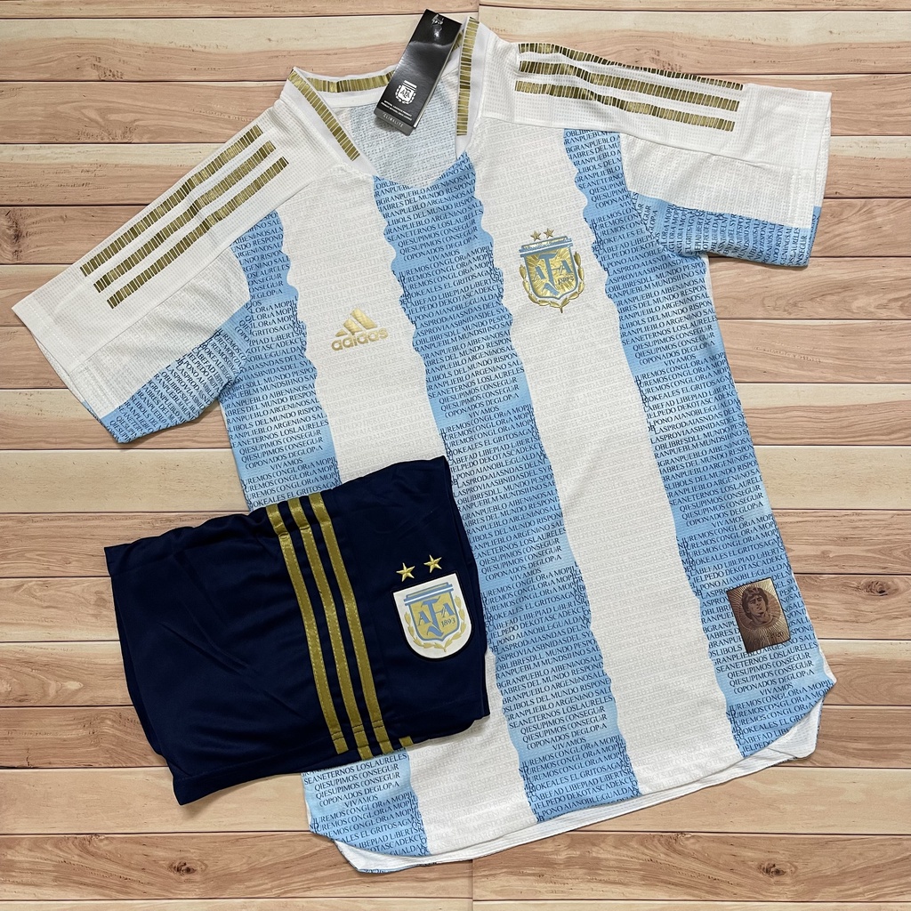 Áo Bóng Đá Đội Tuyển Argentina - Phiên Bản Kỉ Niệm Maradona - Vải Gai Thái Cao Cấp
