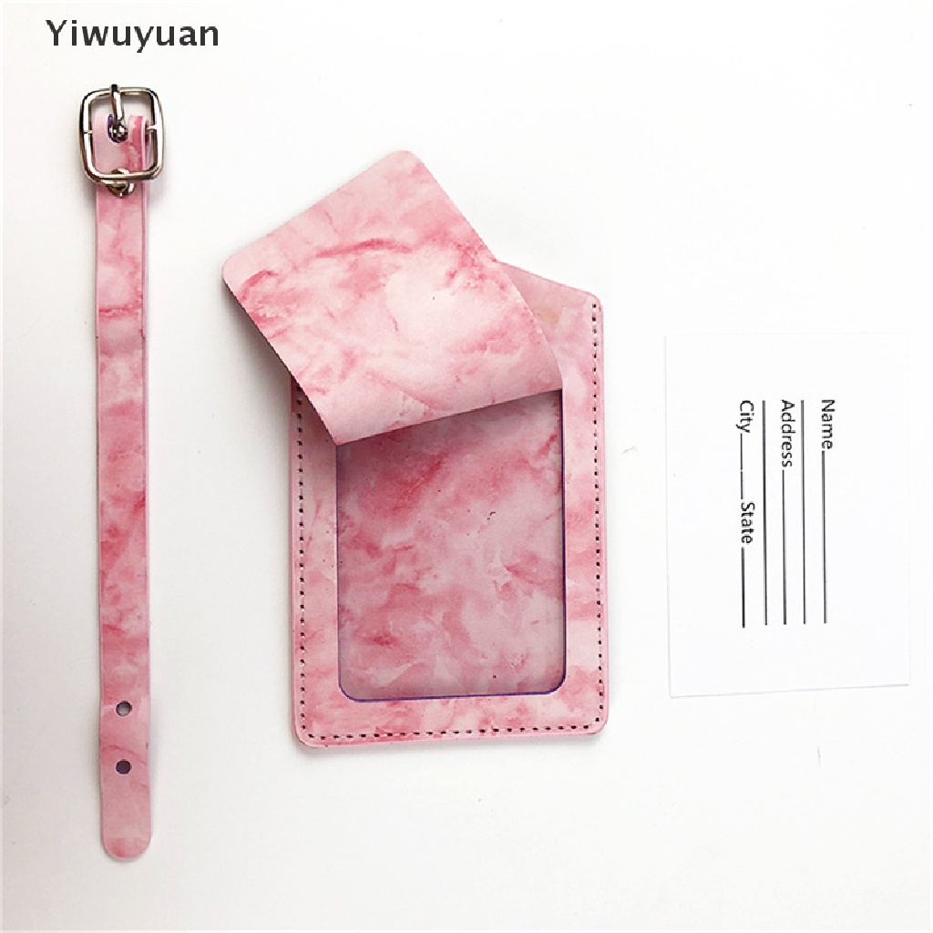 < Yiwuyuan > Thẻ Đeo Hành Lý Da PU Vân Cẩm Thạch Thời Trang Phụ Kiện Du Lịch ID Address Đang Giảm Giá