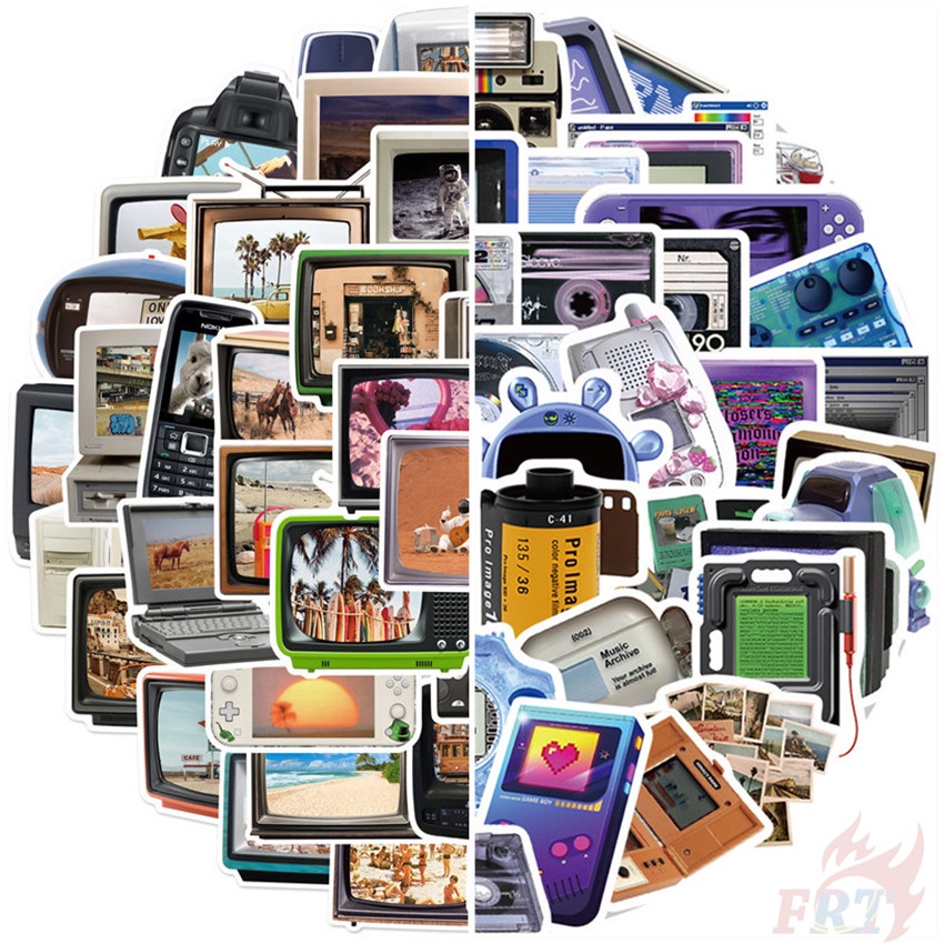 Bộ 100 Cái ❉ Sticker Dán Trang Trí Phong Cách Retro Độc Đáo ❉ Sticker Dán Tường Chống Thấm Nước Họa Tiết Doodle Hợp Thời Trang