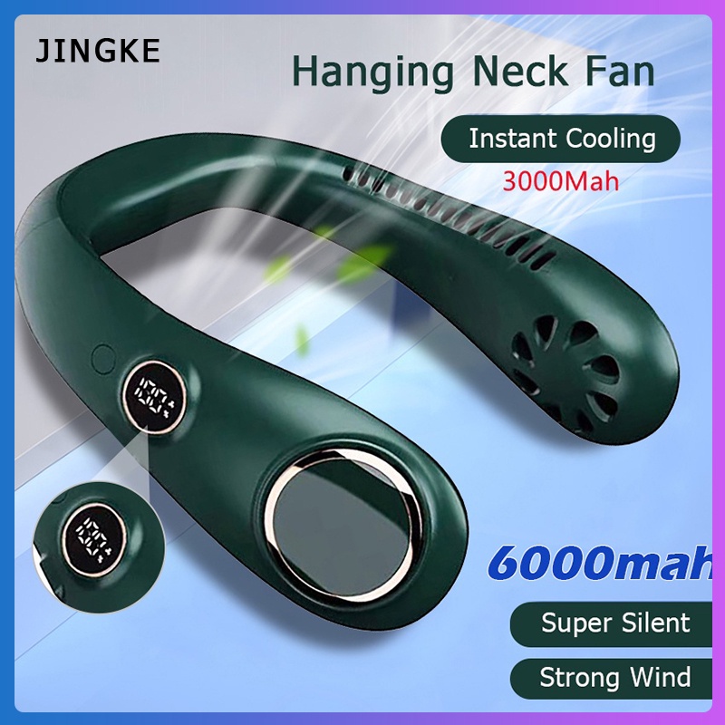 Quạt Đeo Cổ Không Cánh Mini 6,000MAH Màn Hình LED Kỹ Thuật Số Kèm Sạc USB Tiện Dụng