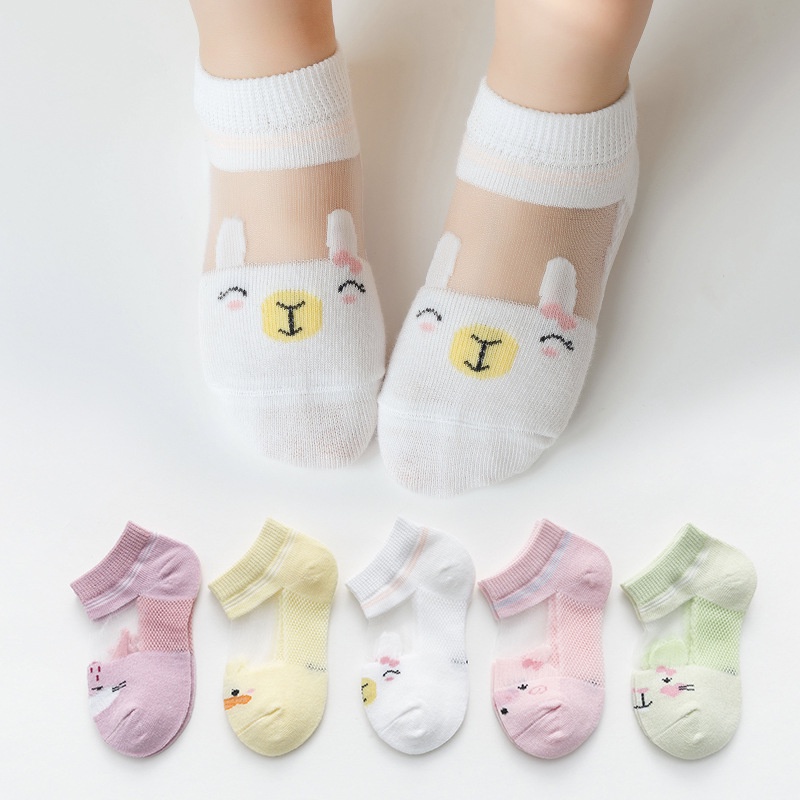 Set 5 Đôi Vớ Cotton Phối Lưới Thoáng Khí Dành Cho Các Bé