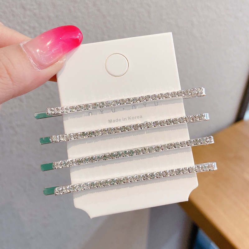 Set 4 Kẹp Tóc Đính Đá Lấp Lánh Thời Trang Cao Cấp Cho Nữ
