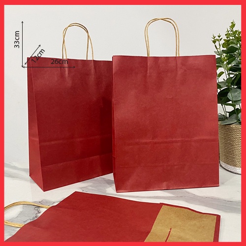 10 TÚI KRAFT ĐỎ ĐẬM 26X33X12CM  - TÚI ĐỨNG