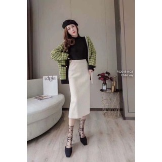 Chân váy len lưng chừng form ôm dáng dài!