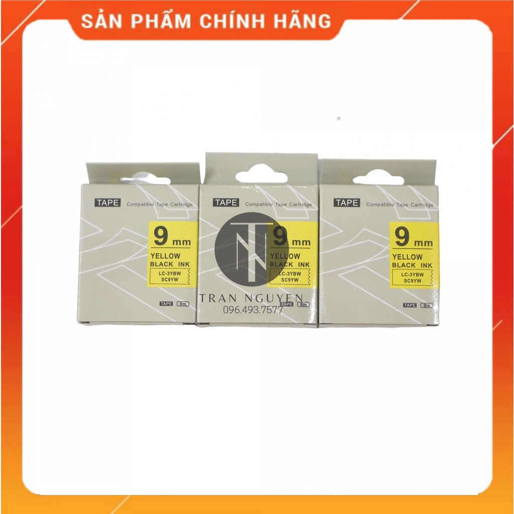 Nhãn in Tepra SC9YW  - Chữ đen nền vàng 9mm x 8m