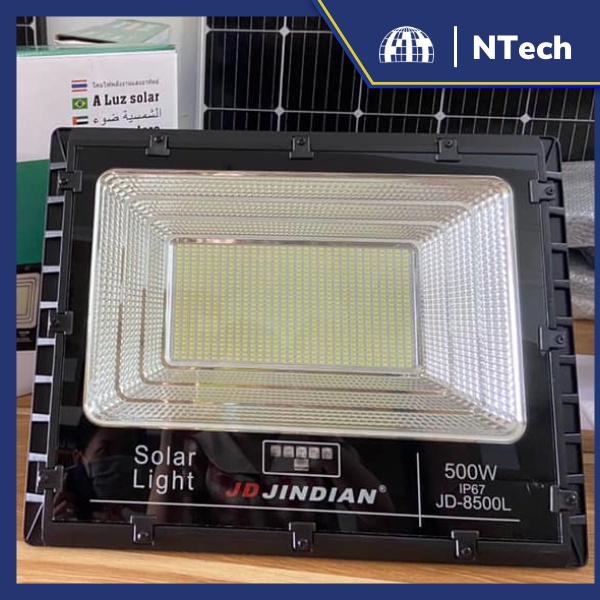 Đèn Năng Lượng Mặt Trời, Đèn Pha JinDian JD-8500L Công Suất 500W - Mẫu Mới 2022, Khung Nhôm, Chip Led "SMD"- BH 02 Năm