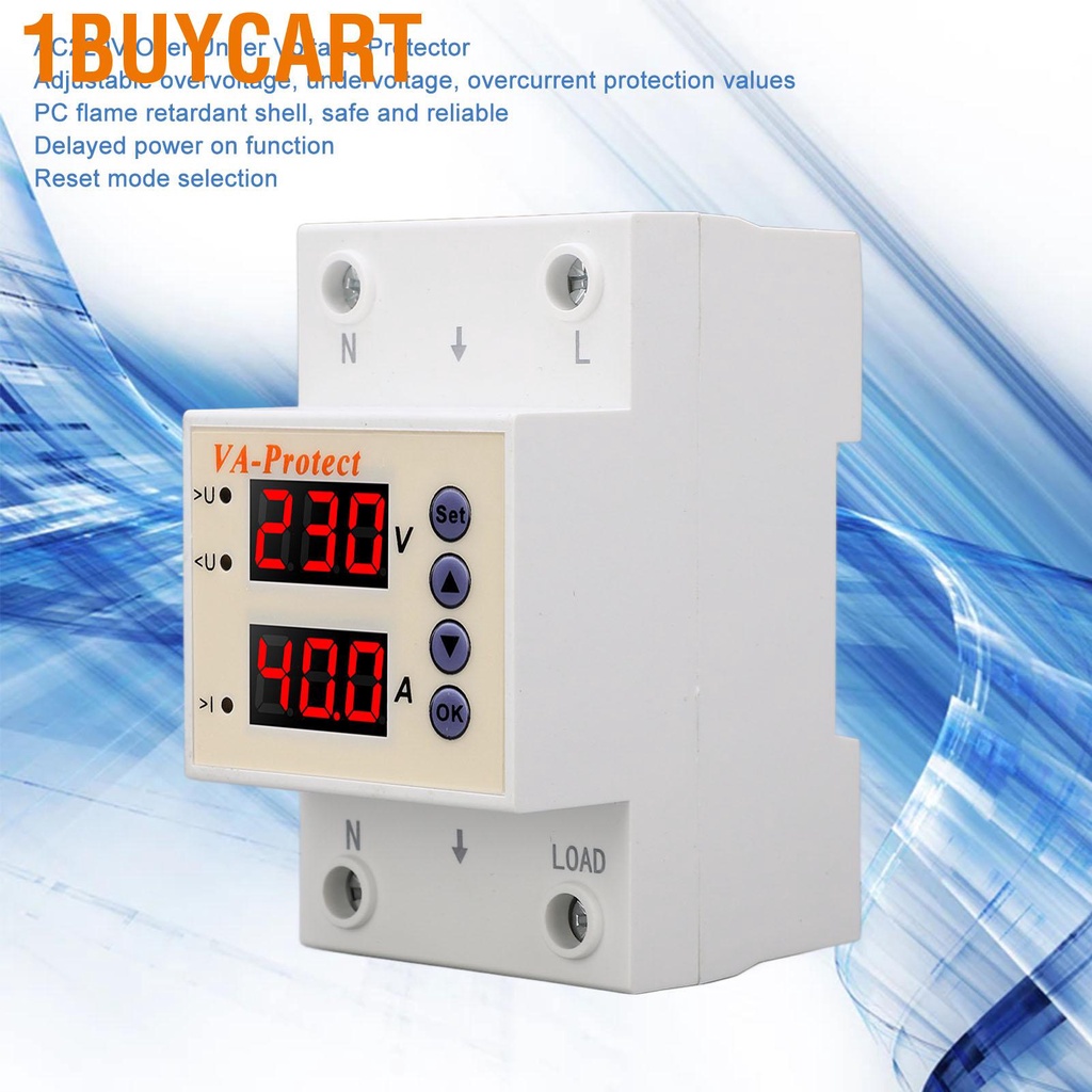 1buycart AC220V Over Under Voltage Protector Self Recovery Adjustable Home Leakage Protection Circuit Breaker
