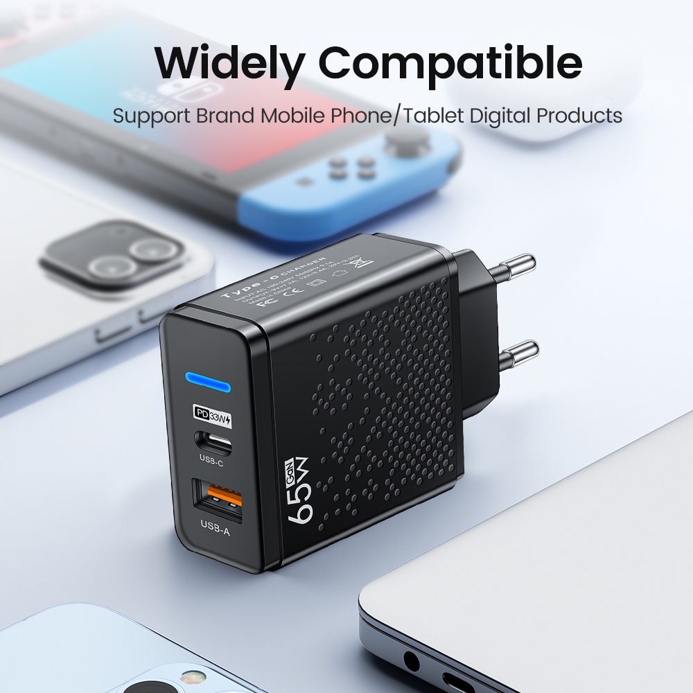 Củ Sạc Nhanh QC3.0 65W Cổng USB Chuyên Dụng Cho Xiaomi Samsung