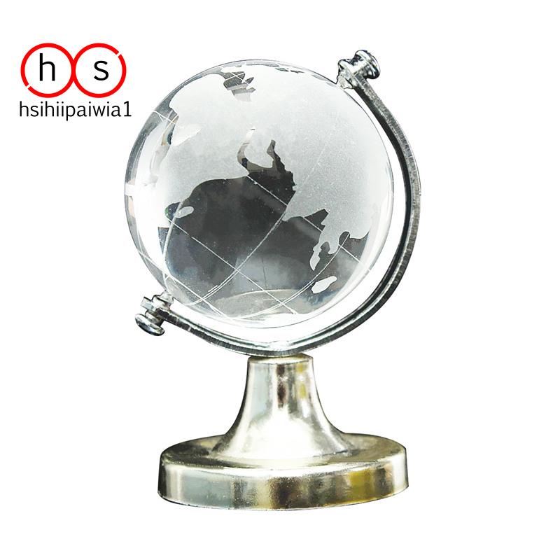 Quả Địa Cầu Pha Lê Bằng Thủy Tinh Mờ Có Giá Đỡ Để Bàn Trang Trí Nhà Cửa /