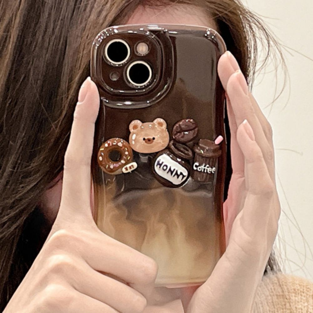 Ốp Điện Thoại TPU Mềm Chống Sốc Hình Gấu 3D Màu Gradient Cho IPhone 11 12 13 14 Pro Max 14 Plus