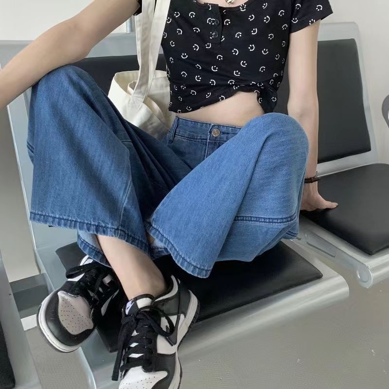 Quần Jean Ống Rộng Lưng Cao Tôn Dáng Thời Trang Phong Cách Hàn Quốc 2023