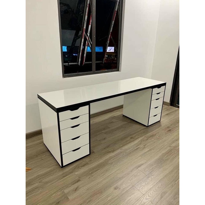 Bàn Ikea 2 hộc tủ, Bàn Làm Việc, Học Tập, Chơi Game, Bàn Máy Tính, Ngăn kéo, kích thước dài, bền, đẹp, bảo hành 12 tháng