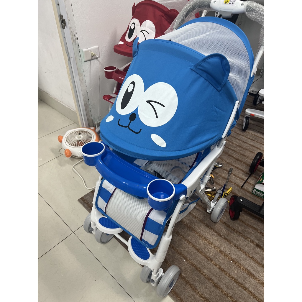 Xe đẩy gấp gọn cho bé hình mắt gấu, điều chỉnh tư thế linh hoạt
