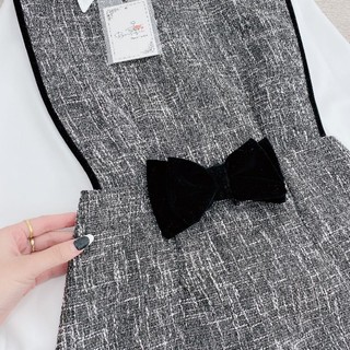 Set váy dạ sơ mi phối nơ 🎀