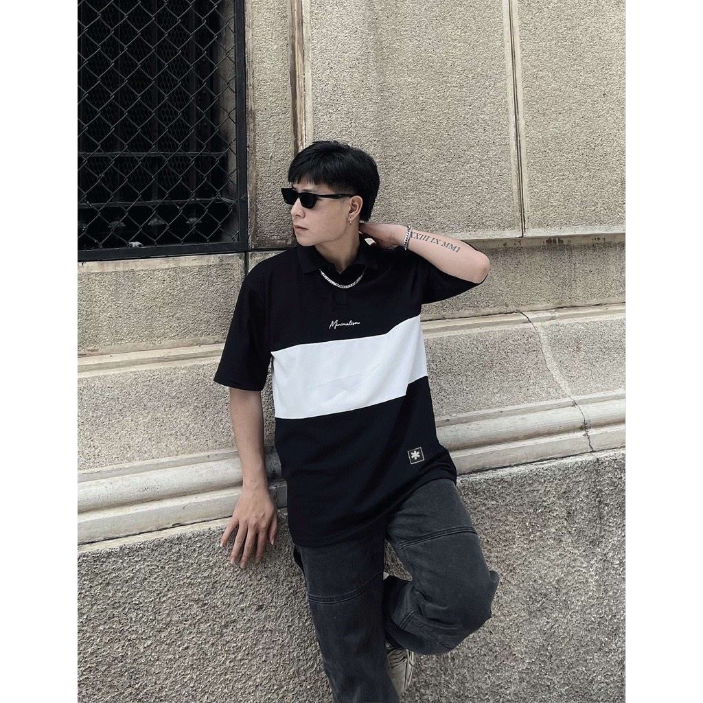 Áo Polo Karants Stripe Black Unisex Nam Nữ Thun Cá Sấu Cao Cấp