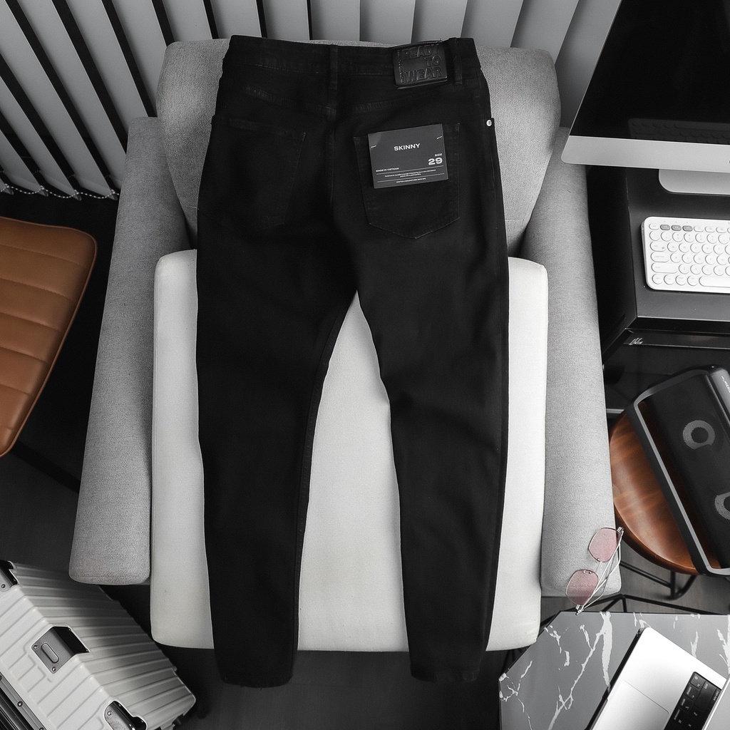 Quần Jean Nam Skinny Light Cut Black,Chất Vải Cotton Pha Spandex Thoải Mái , QJ0010-01 ,SOMEHOW