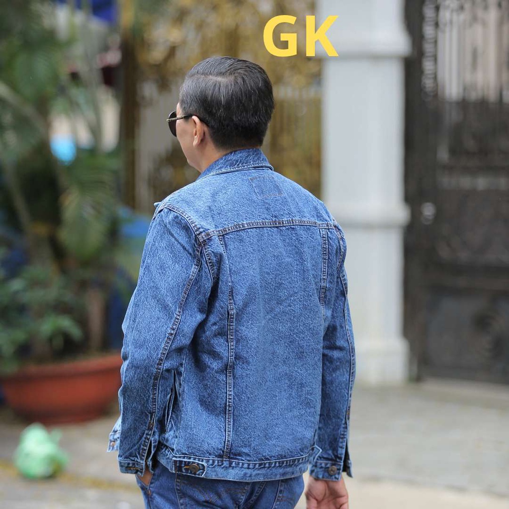 Áo khoác jean nam trung niên cao cấp, chất cotton 100% chính hãng, áo bò cho bố, GIAKHANGShop thời trang trung niên
