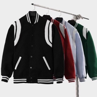 Bomber teddy chất nỉ dạ tay phối da