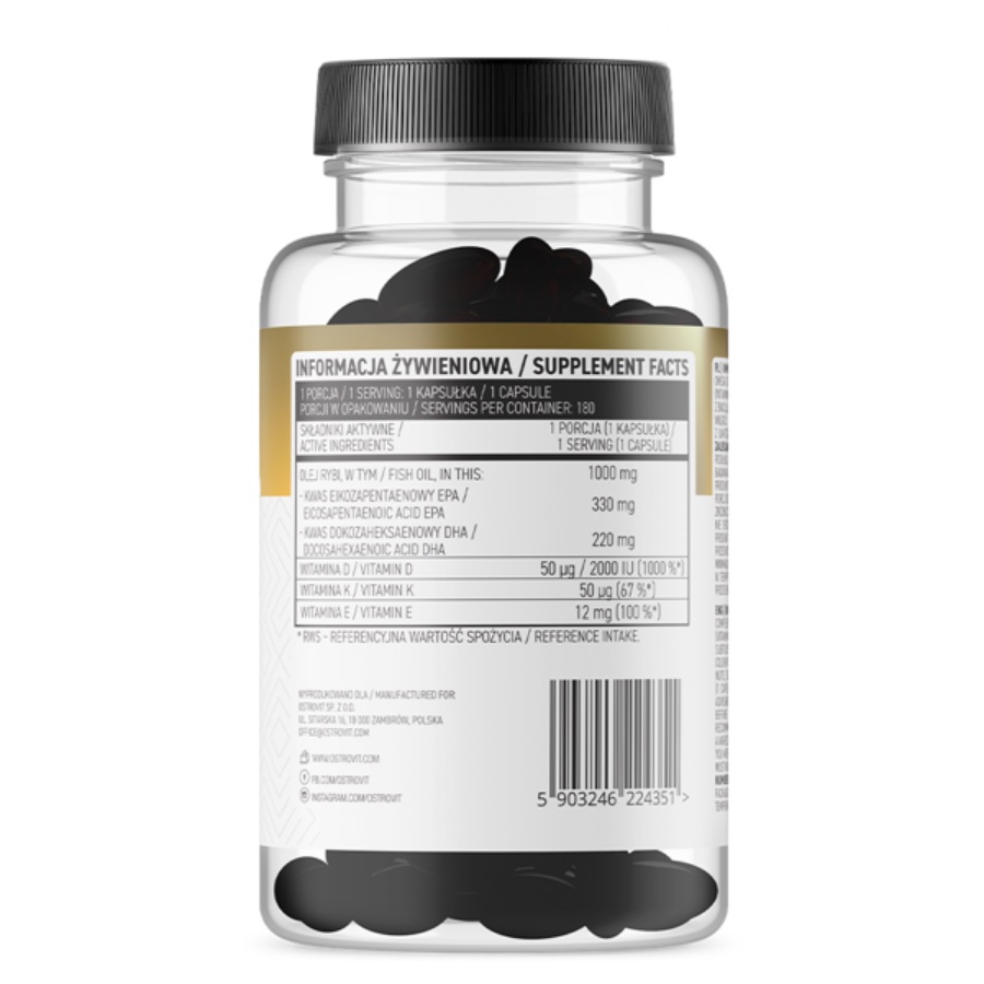 Viên Dầu Cá 3 Trong 1 Tốt Cho Tim Mạch, Não, Thị Lực, Xương Khớp - Ostrovit Omega-3 D3+K2