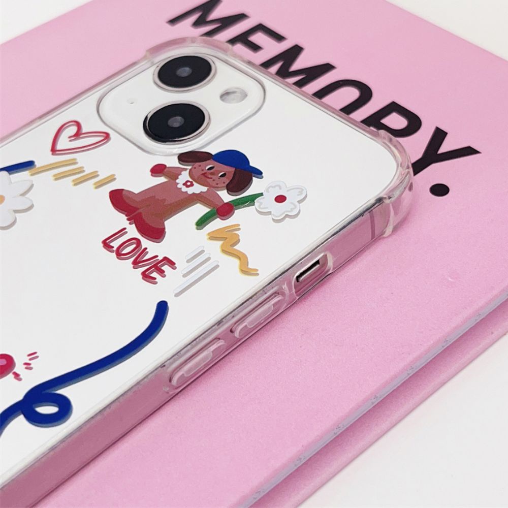 Ốp Điện Thoại TPU Mềm Tráng Gương Chống Sốc In Hình Vẽ Chó Doodle Thời Trang Cho IPhone 14 13 12 11 Pro Max