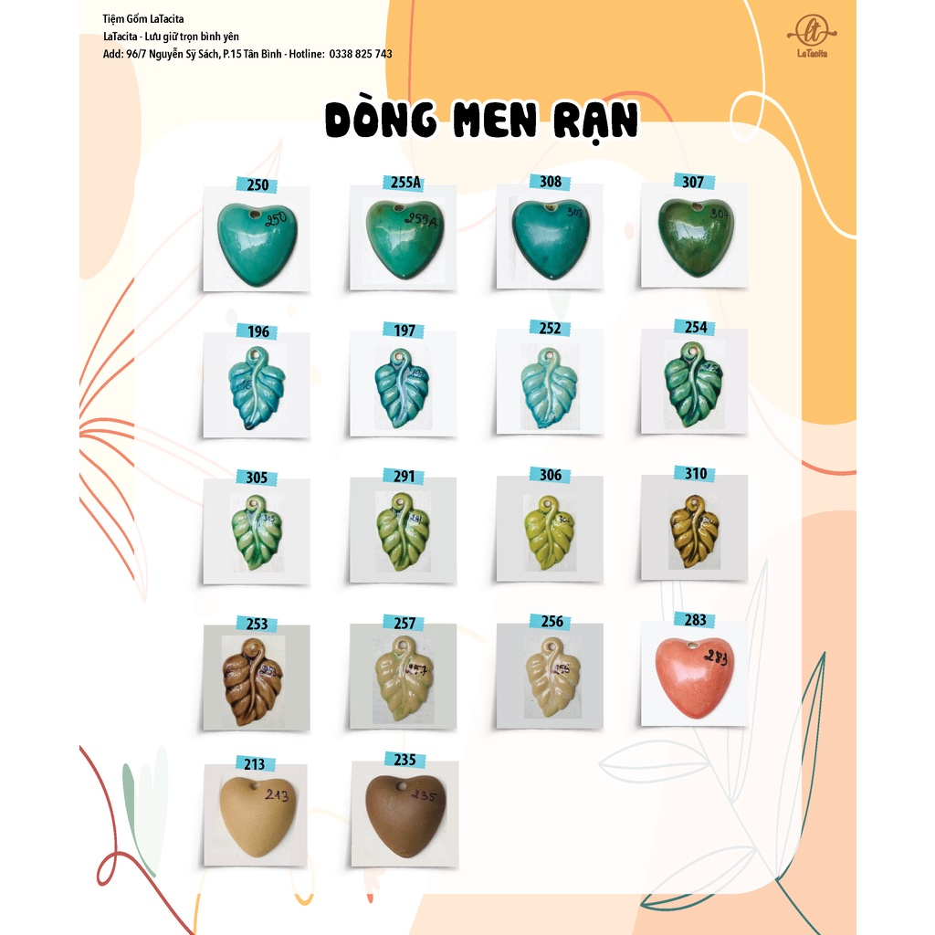 Màu men rạn cho gốm, men phủ sản phẩm gốm nhiều màu sắc- 200gr/hũ. Gốm Latacita.