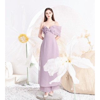 Video- Áo dài cách tân nữ thiết kế vải organza hoa đào 3D sang chảnh
