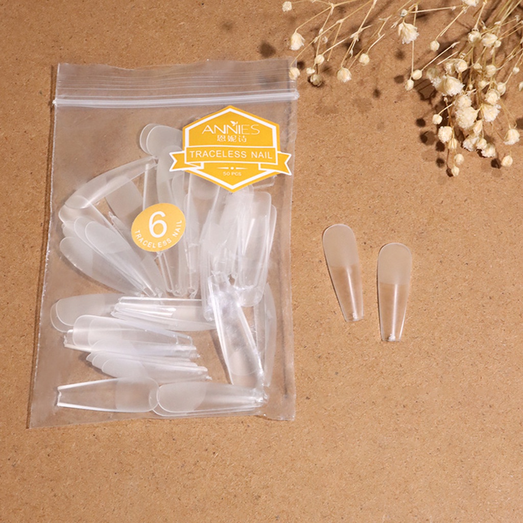 Túi 50 Móng Tay Giả Trong Suốt Siêu Mỏng Hình Chữ T Cho Nữ