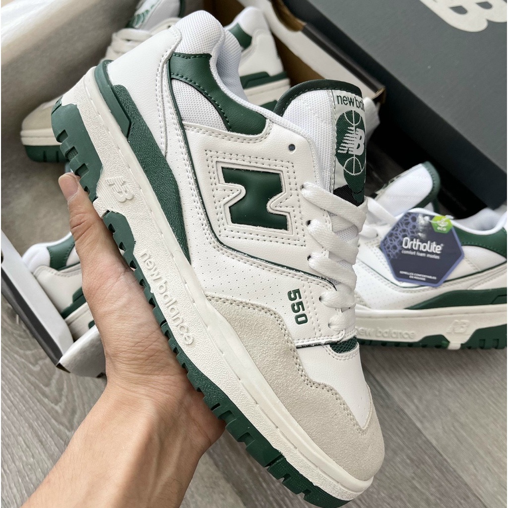 Giày 𝐍𝐞𝐰 𝐛𝐚𝐥𝐚𝐧𝐜𝐞 𝟓𝟓𝟎  'White Green' B550, NB550 xanh lá bản SC BẢN NEW,Nb550 TRẮNG ,Xanh Lá , Xanh Biển