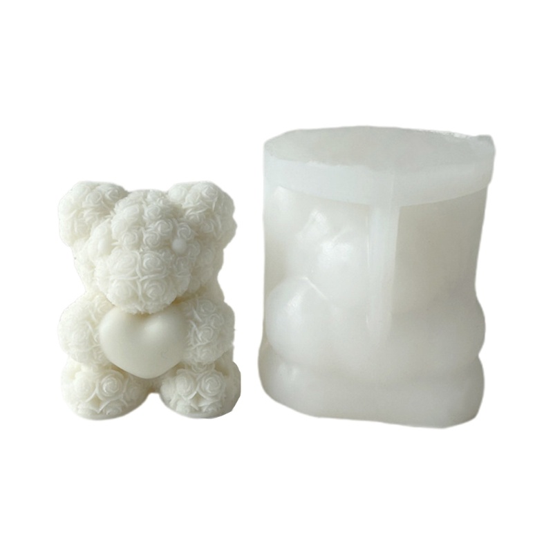 Sa Khuôn Silicon Làm Nến / Xà Phòng Hình Hoa Hồng / Gấu Trang Trí Nhà Cửa