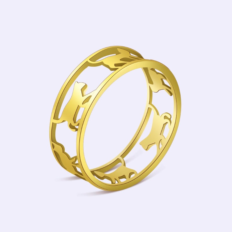 Nhẫn Inox Mạ Vàng / Bạc Khắc Chữ Lucky Walking Thời Trang Cho Nữ