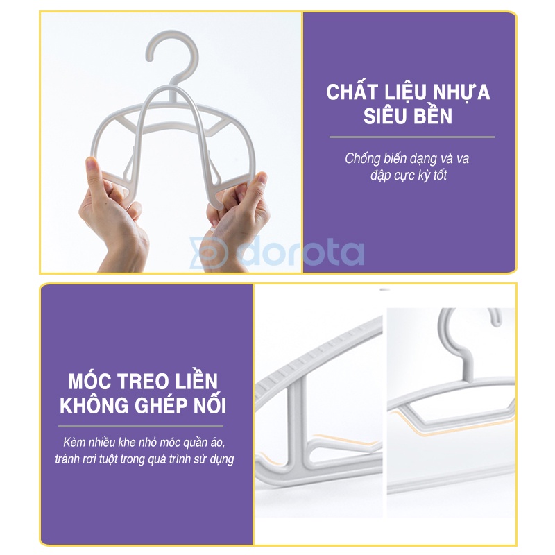 Móc treo quần áo cao cấp DOROTA mắc áo phơi ướt không chống trượt rơi đồ AT