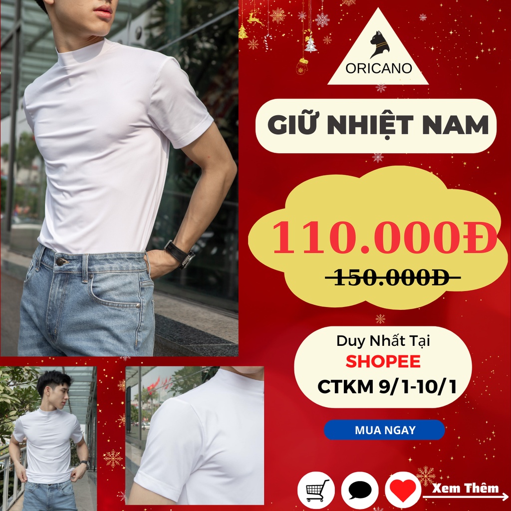 Áo Giữ Nhiệt ORICANO Trắng Cao Cổ Cao Cấp Tay Ngắn Co Giãn Form Ôm Body Gym Work Out Chạy Bộ Mùa Đông Thể Thao
