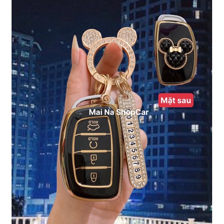 Ốp chìa khoá Hyundai Creta 2022-2023. STARGAZER Mẫu 4 nút. Đính Đá Nhân Tạo Cao Cấp Sang Trọng