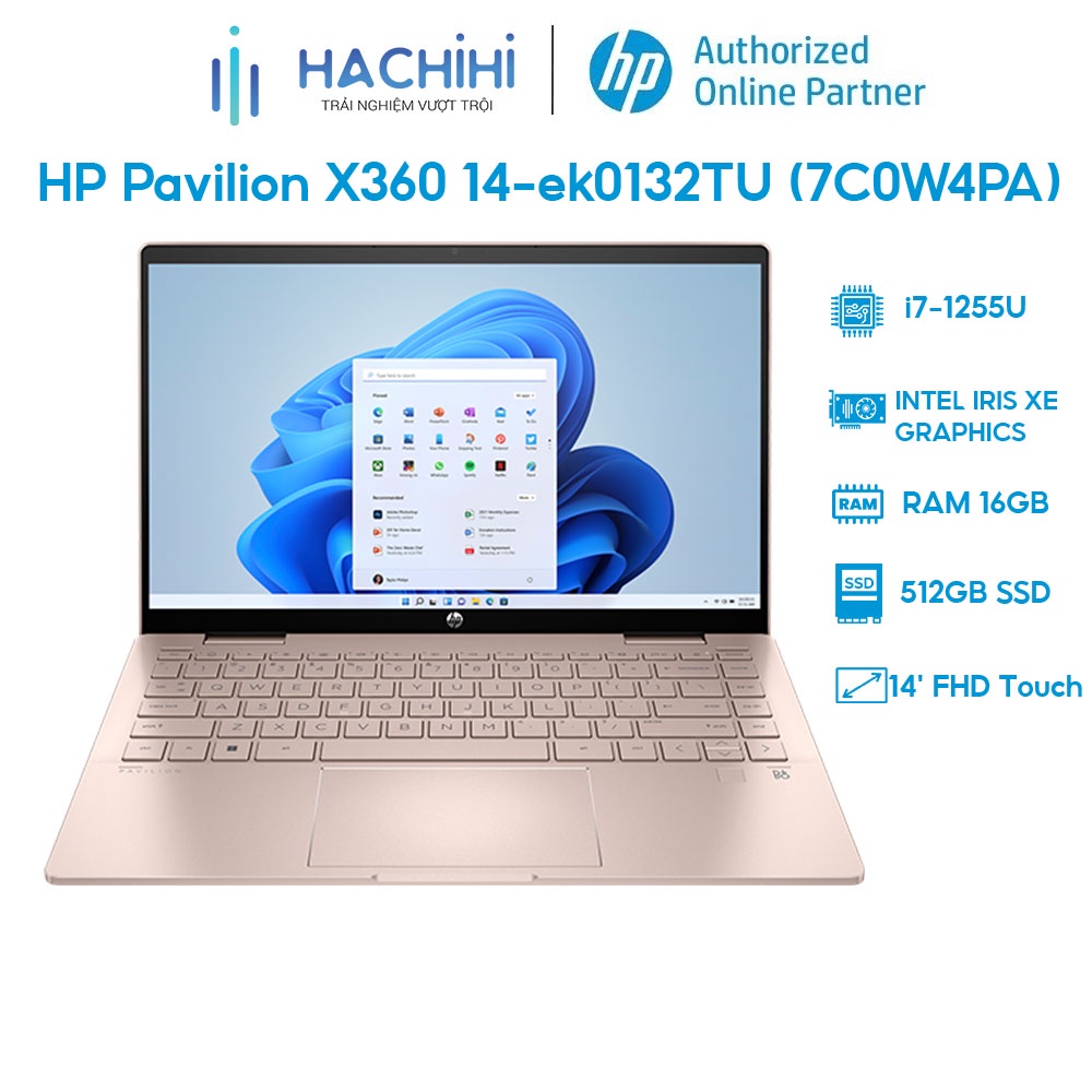Laptop HP Pavilion X360 14-ek0132TU (7C0W4PA)(i7-1255U | 16GB | 512GB | Intel Iris Xe Graphics | 14' FHD Touch | Win 11)