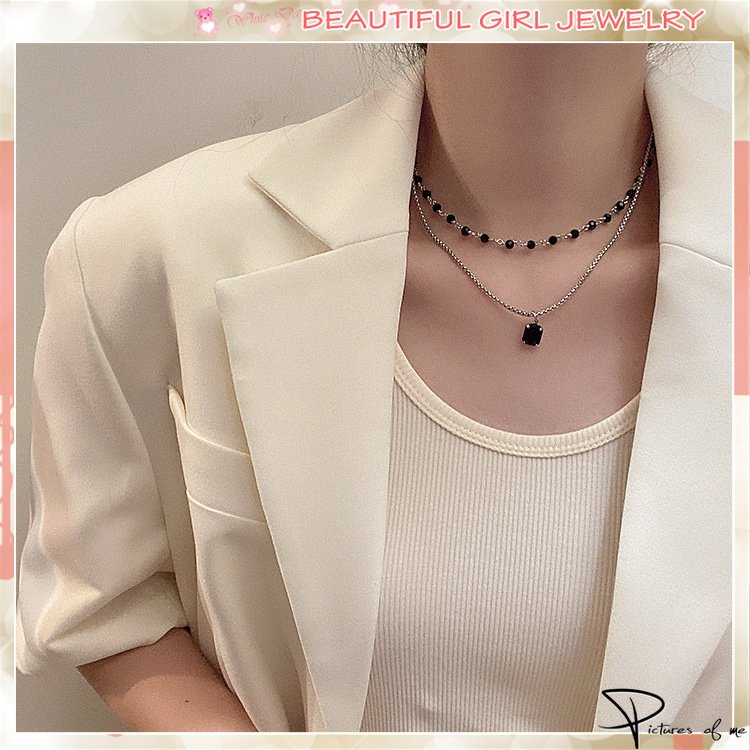 Vòng cổ Hai Lớp Màu Đen Phong Cách Punk Cổ Điển Cho Nữ