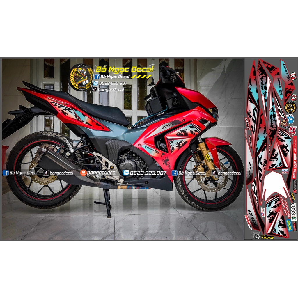 TEM DÁN GTR XE WINNER X V3 MÀU ĐỎ