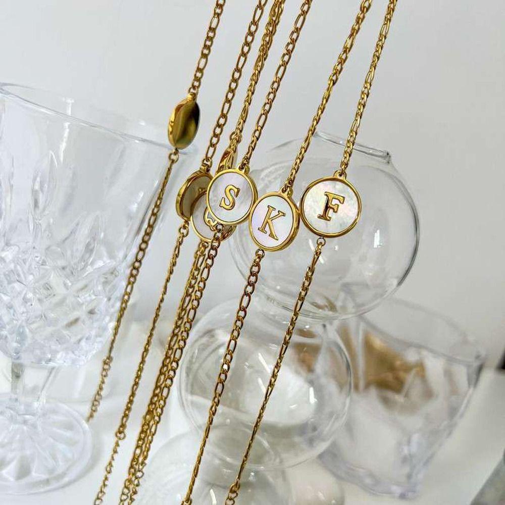 Vòng Tay Vỏ Sò WMES15H 26 Chữ Cái A-Z Thiết Kế Đơn Giản Thời Thượng Cho Cặp Đôi